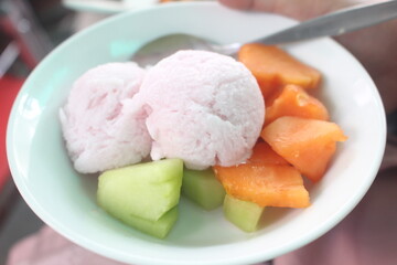 fruit with ice cream