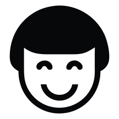 Smiling Cartoon Character with Dark Hair a Simple and Minimalist Illustration of Happiness and Joyful Expression