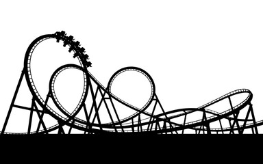 Thrilling Rollercoaster Ride A Black and White Silhouette Illustration