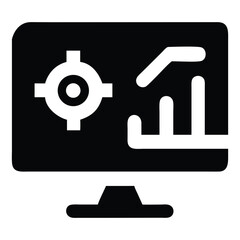 Digital Marketing Analytics Dashboard Showing Target Achievement and Business Growth Visualization on a Computer Monitor Screen