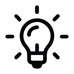 Obraz premium Simple Line Drawing of a Light Bulb Emanating Light Representing Ideas, Innovation, and Creative Solutions for Problem Solving in Technology