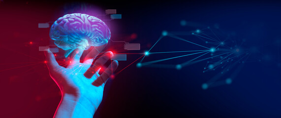 hand of businessman interactive touching a holographic of transaction financial network data...