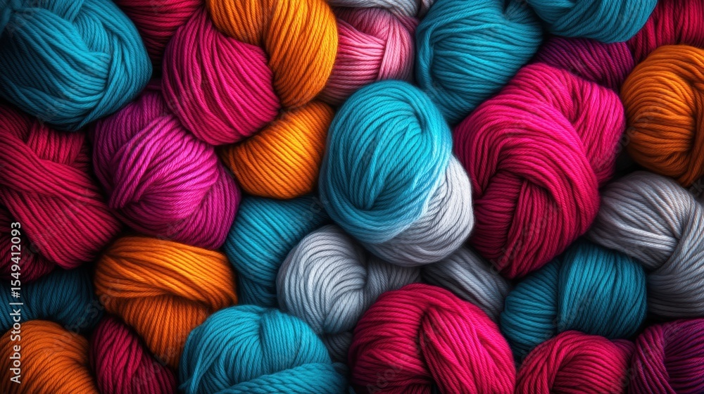 Poster a colorful array of yarn balls in vibrant shades creates a soft and inviting visual that highlights 