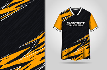 Abstract sports jersey design with black and yellow background