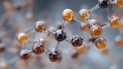 Complex molecular structures, close-up view, scientific illustration. .