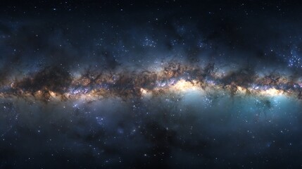 360 degree equirectangular projection space background with nebula and stars, environment map. HDRI spherical panorama. .