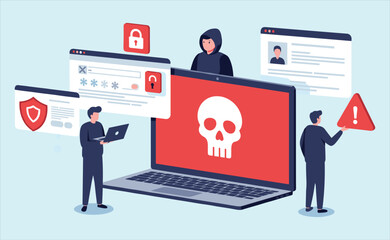 Cybercrime and Online Security Threats: Hackers Attempting Data Breach, Password Cracking, and System Attack Leading to Security Alert