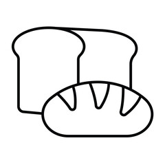 Toast bread and bun thin line icon, charity concept. Vector graphics. Dark and white loaf bread, bakery sign on white background, style mobile or design.