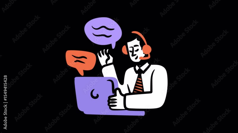 Poster chat service animations on transparent background