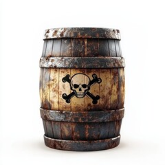 Fototapeta premium N old-fashioned TNT barrel with a skull and crossbones warning symbol, isolated on white