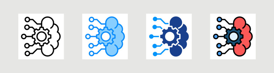 Deep Learning Icon Collection Set Multiple Style
