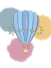 A Whimsical Hot Air Balloon Soaring Through the Sky