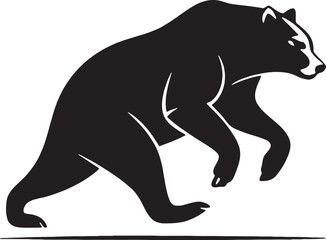 A bold bear silhouette in motion, shown from the side with powerful body posture. Clean and impactful for use in logos and badges.
