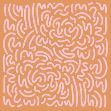 Geometric Seamless Wave Pattern. in Orange and Pink Abstract Shapes Background Retro Style