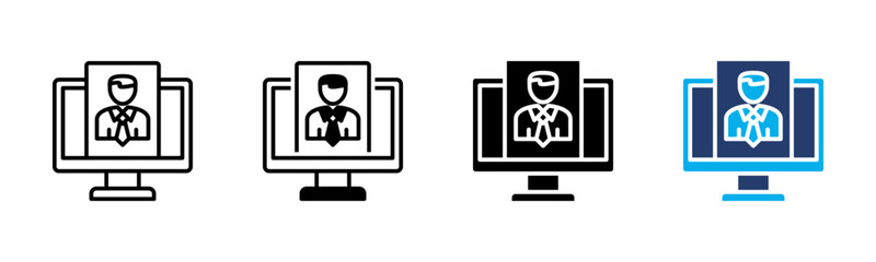 Telecommuting icon sheet multiple style collection