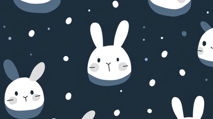 Cute rabbit pattern on dark background