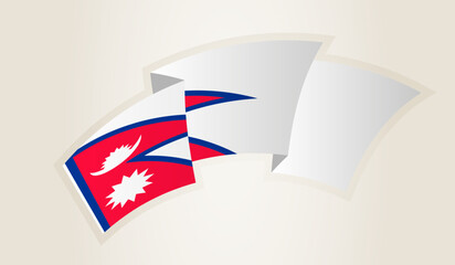 Nepal Flag in Abstract Ribbon Shape, National Symbol of the Nepal.
