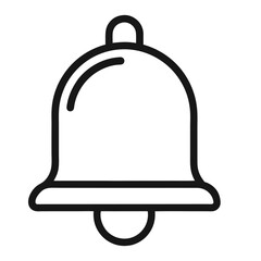 Notification Bell Outline Vector Icon – Thin Line Alert Symbol for Mobile and Interface Design