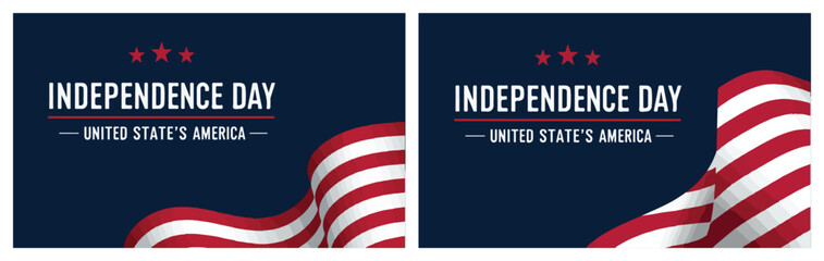 4th of July banner with festive bunting and minimalist typography. Suitable for online promos, social posts, or event invites