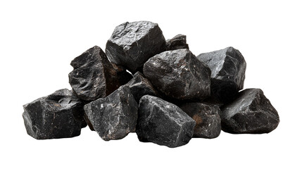 Dark Grey Rocks Pile Isolated Black Background