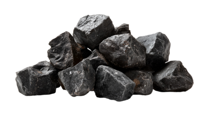 Dark Grey Rocks Pile Isolated Black Background