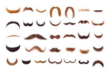 Collection of Mustache Styles: A Variety of Shapes and Colors transparent background png