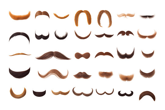 Collection of Mustache Styles: A Variety of Shapes and Colors transparent background png