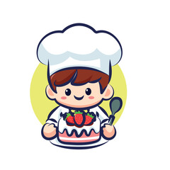 cute character bakery boy chef logo for restaurant, elements, logo, clipart