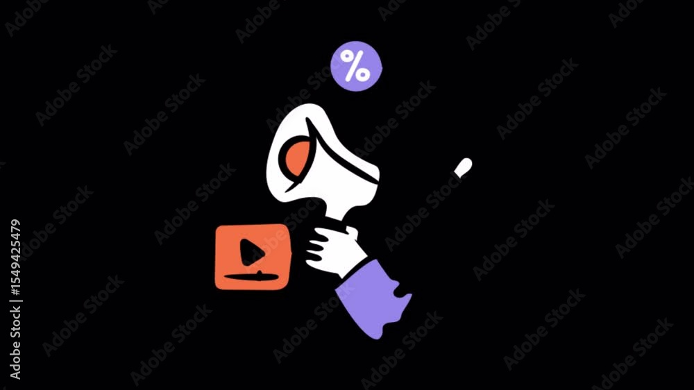 Poster marketing animations on transparent background