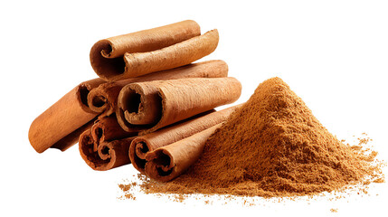 Cinnamon sticks and ground cinnamon spice