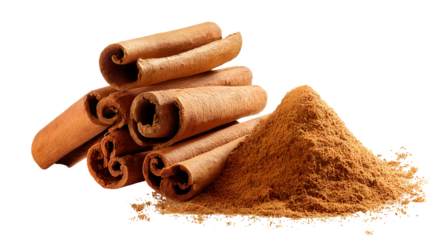 Cinnamon sticks and ground cinnamon spice