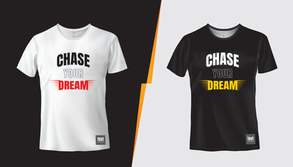 Bold Flight Chase Your Dream Motivational T-Shirt Design, Ready for print, Vector t-shirt design with mockup, Black and white t-shirt.