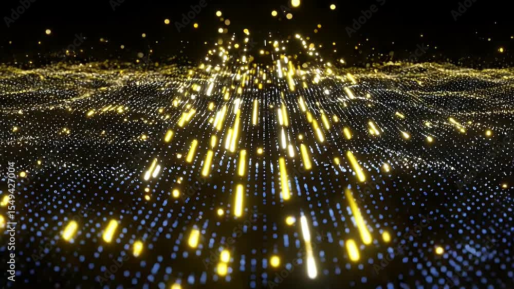 Poster abstract pattern of glowing points and lines on a dark background