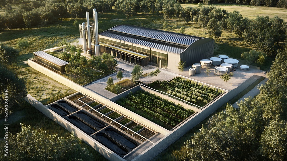 Poster smart composting facility featuring zero odor technology and automated waste processing for efficien