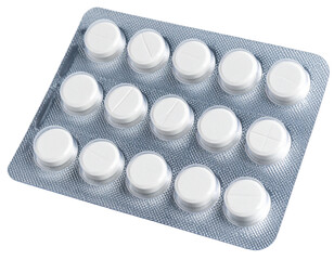 Blister Pack of Medical Pills with Transparent Foil, isolated on a transparent background