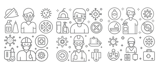 Comprehensive COVID-19 Pandemic Healthcare and Safety Measures Illustration