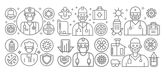 Fototapeta premium Healthcare and Medical Professionals Equipment and Symbols 