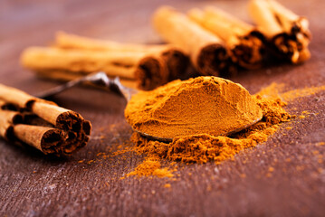 cinnamon powder on a table