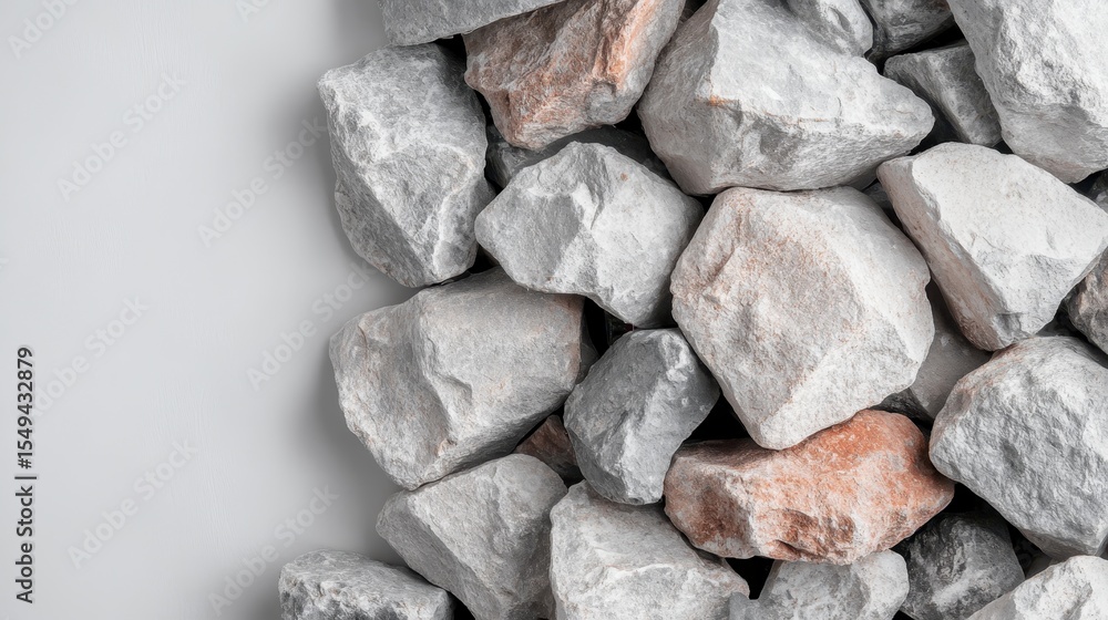 Poster this image features an arrangement of textured rocks on a light background, perfect for highlighting
