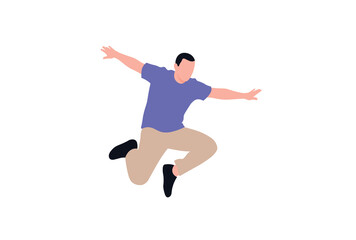 Person in mid-air jumping vector illustration.