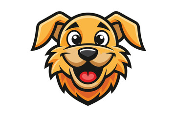 Friendly cartoon golden retriever smiles widely, exhibiting joy and happiness with a joyful expression