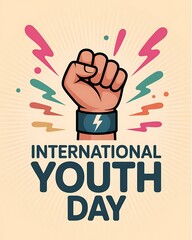 Fototapeta premium International youth day fist power and energy
