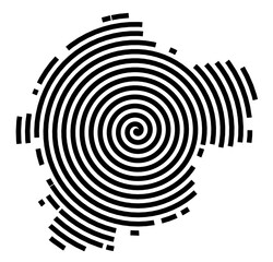 Symbol Map of the city Delitzsch (Sachsen, Germany) showing the city with a black spiral line