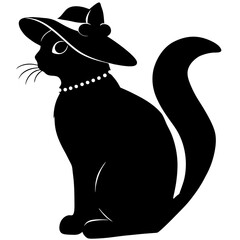 a cat is wearing a beautiful hat vector graphics art design