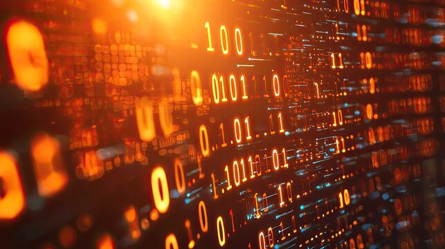 Binary code displayed on a screen.