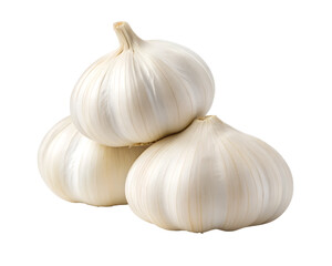 Garlic heads stacked isolated on transparent background