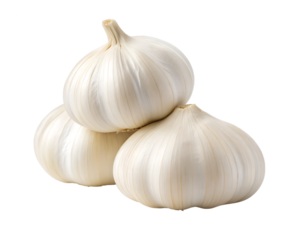 Garlic heads stacked isolated on transparent background