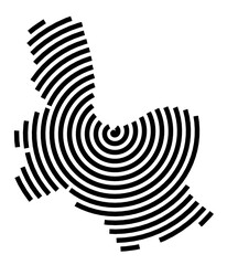 Symbol Map of the city Rheinberg (Nordrhein-Westfalen, Germany) showing the city with a black spiral line