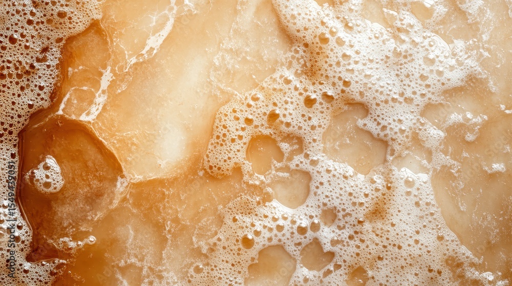 Poster a close-up shot of soap bubbles creating an intricate and beautiful pattern on a creamy surface, hig