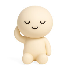 Cute Minimalist Cartoon Character Illustration &ndash; Relaxed Pose with Soft Colors and Clean Design